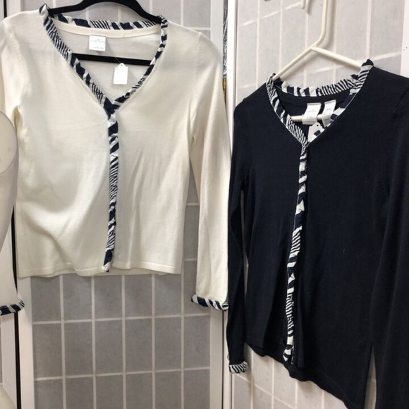 Emma James By Liz Claiborne,Woman,Two Sweaters $16 Each,Black,White,Sz S,VNeck.! - Picture 7 of 12
